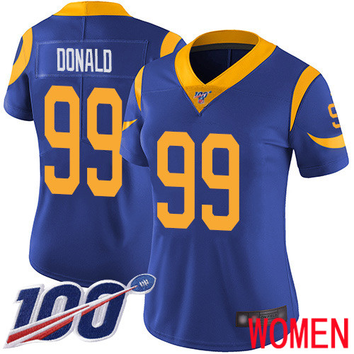 Los Angeles Rams Limited Royal Blue Women Aaron Donald Alternate Jersey NFL Football #99 100th Season Vapor Untouchable->women nfl jersey->Women Jersey
